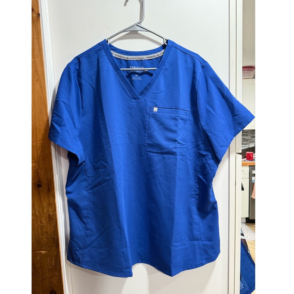 Fabletics Royal Blue Scrub Set V-Neck Top/ Jogger Pants 2X TS2253853-4795-17080